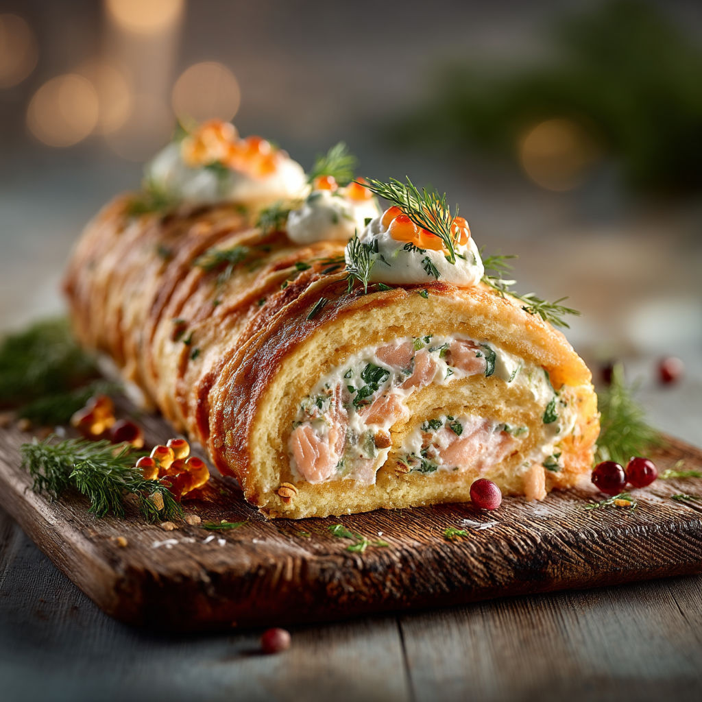 Une galette de saumon avec des herbes et des légumes.