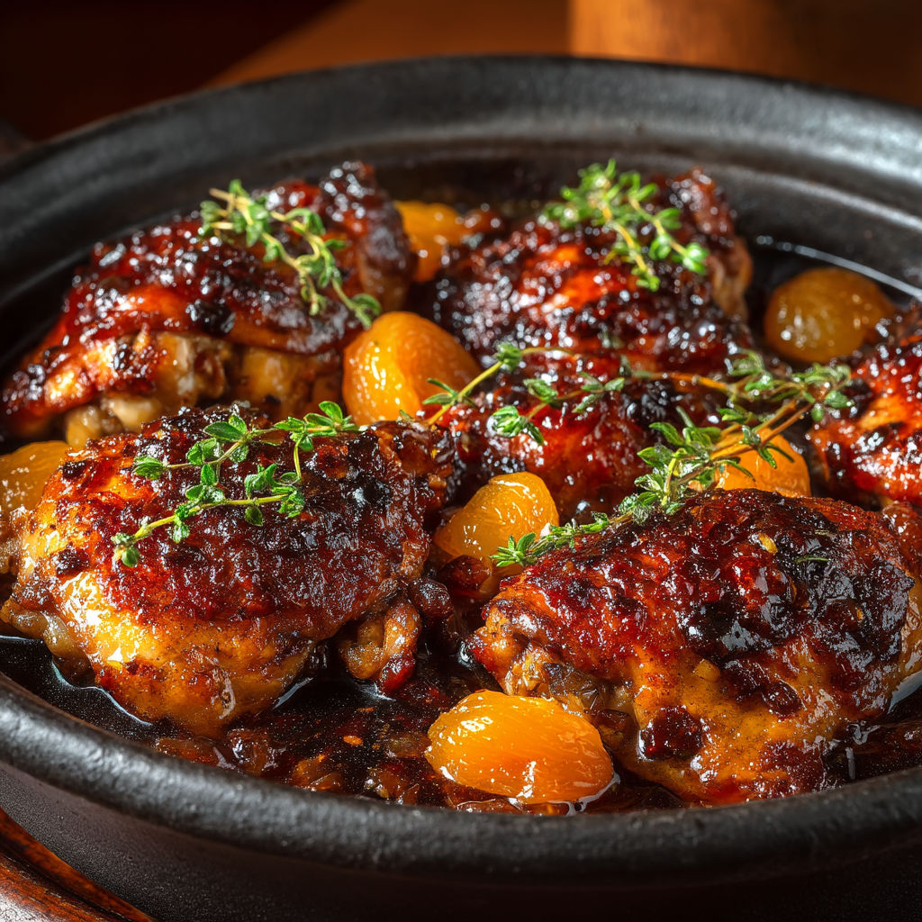 Un plat de poulet avec des légumes et des épices.