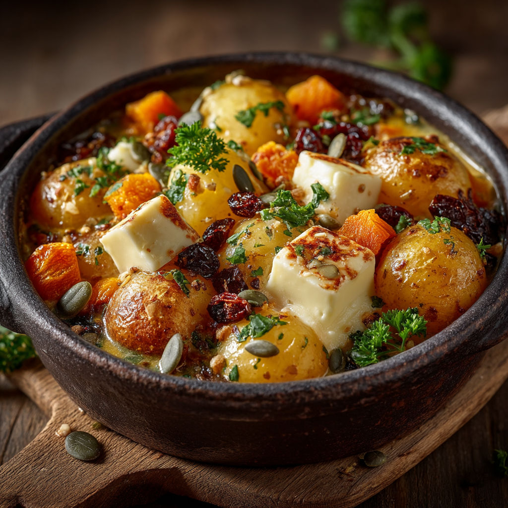 Une casserole de légumes et de fromage.