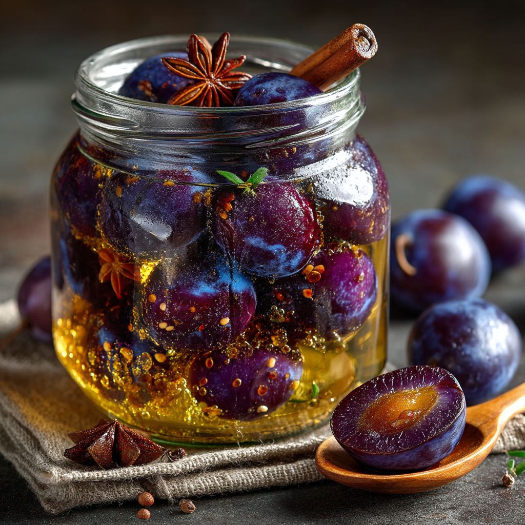 Un vase rempli de cerises et de graines de cumin.