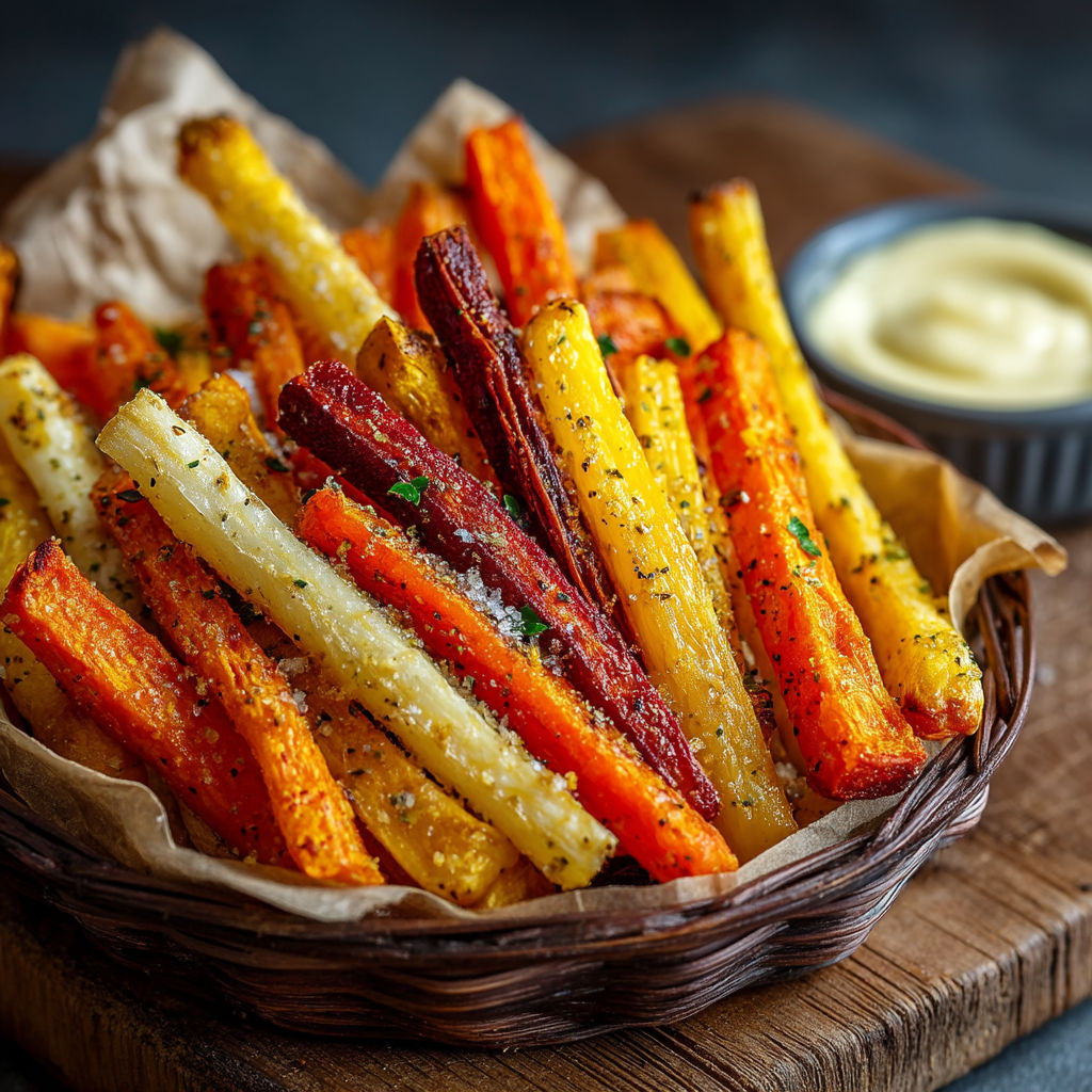 Frites de légumes d'automne à l'air fryer.
