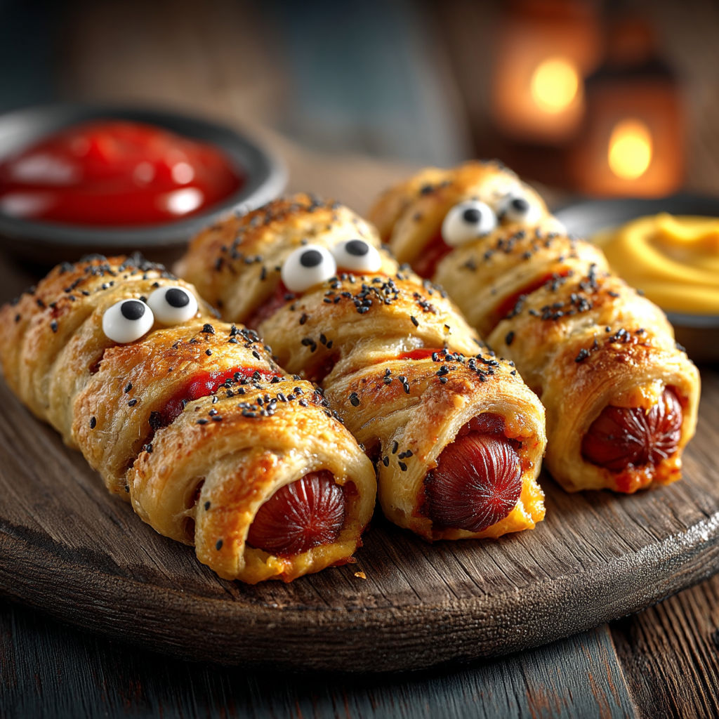 Hot dog with eyes made of bread.