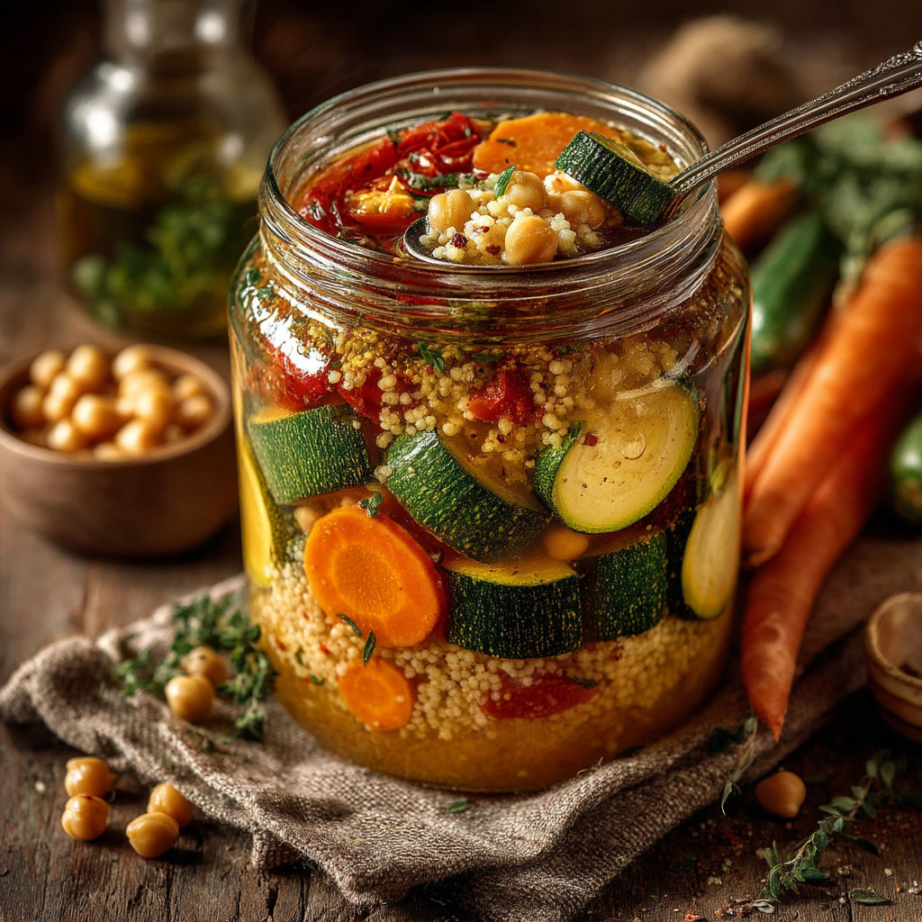 Bocaux de légumes à couscous.