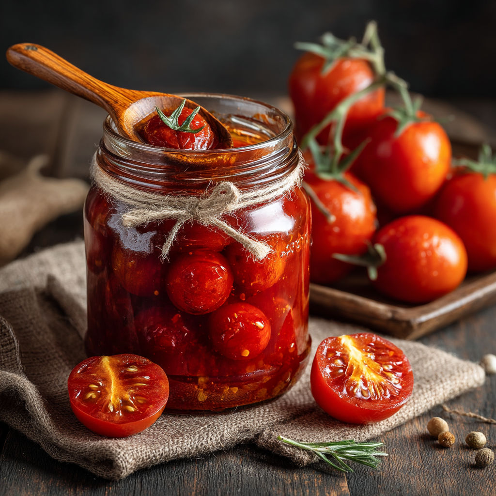 Bocaux de tomates pelées maison.