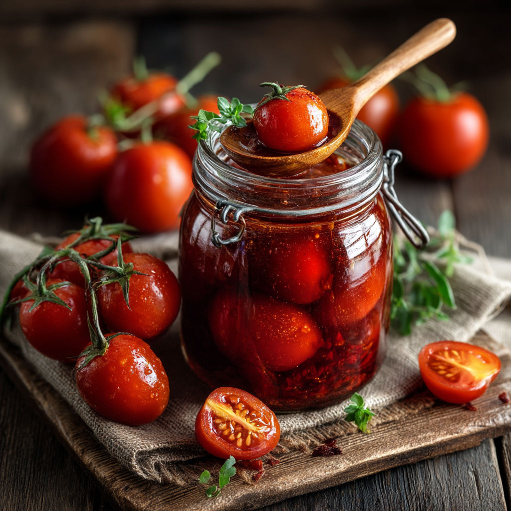 Une jarre contenant du jus de tomate.