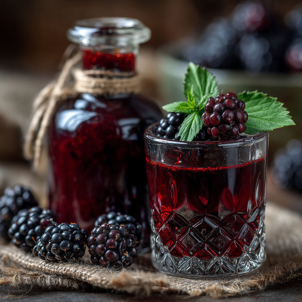 Un verre rempli de jus de fraise.