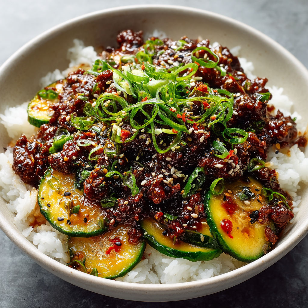 Un plat de boeuf haché avec des légumes verts.