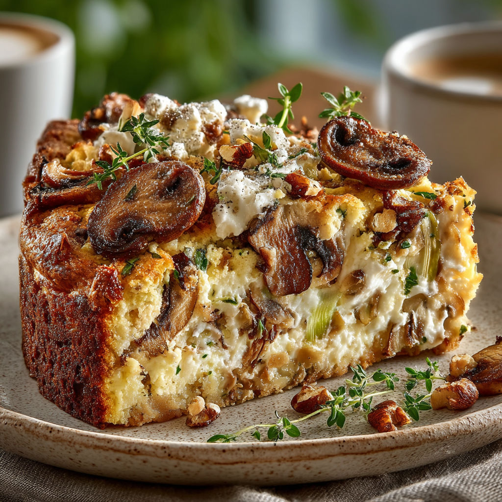 Une tarte aux mushrooms et aux noix de cajou.