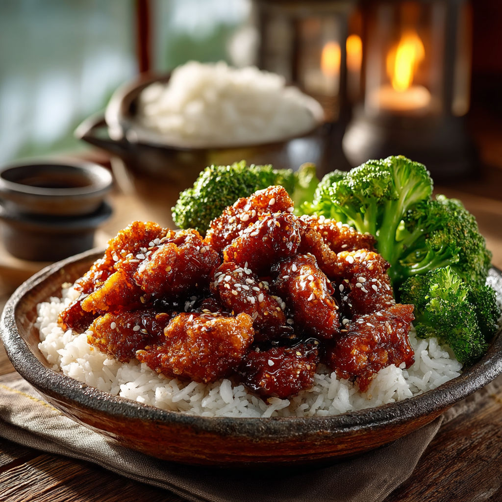 Une assiette de brocoli et de poulet.