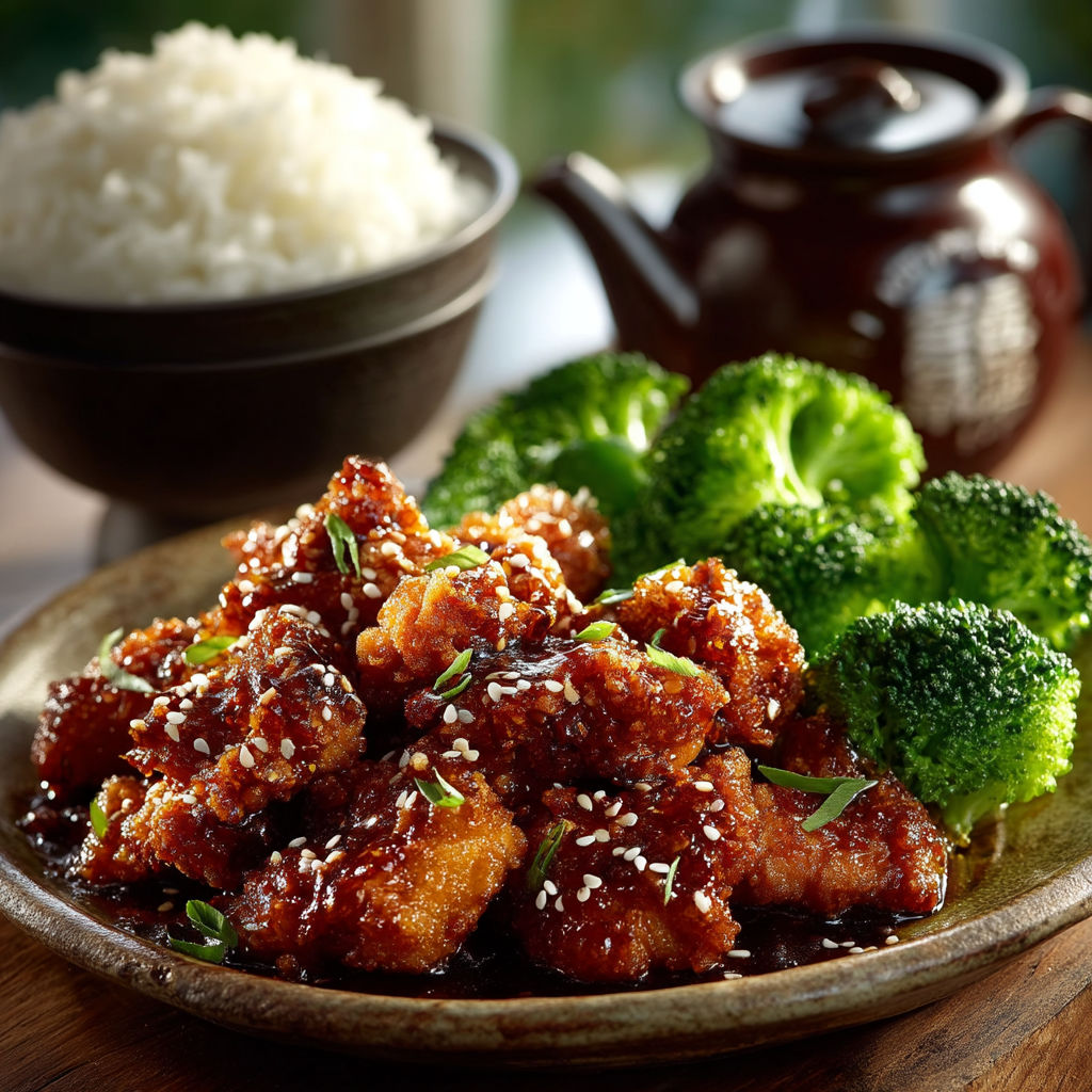 Une assiette de brocoli et de poulet.