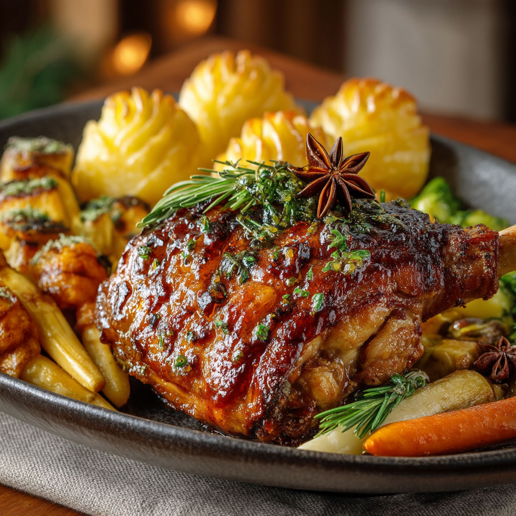 Un plat de viande avec des légumes et des pommes de terre.