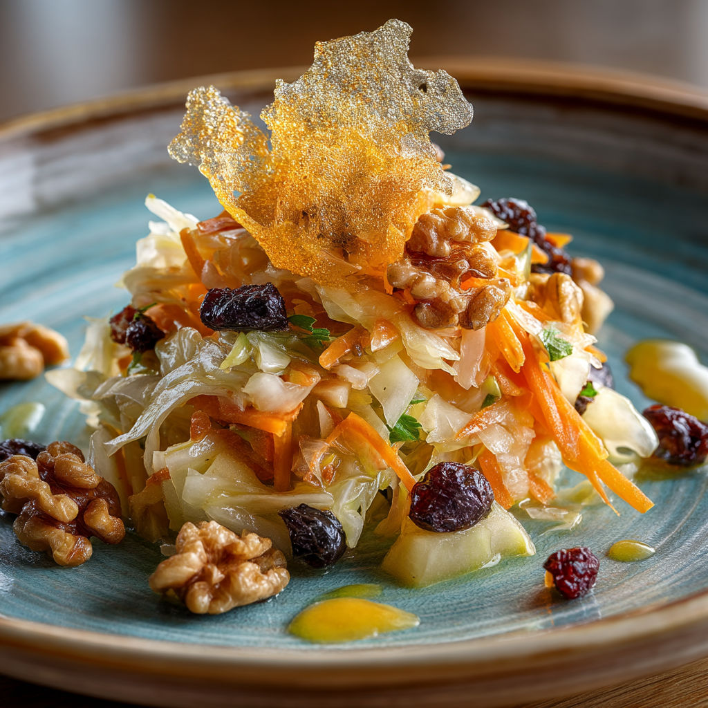 Salade de choucroute crue aux fruits d'hiver.