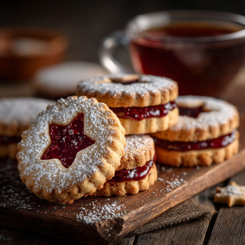 Des gâteaux de jambon et de cerises avec des étoiles de sucre sur le dessus.