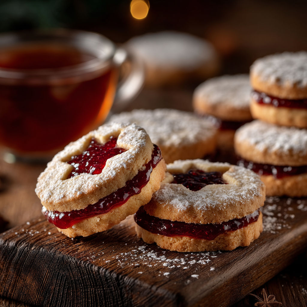 Des gâteaux de jambon et de cerises avec du thé.