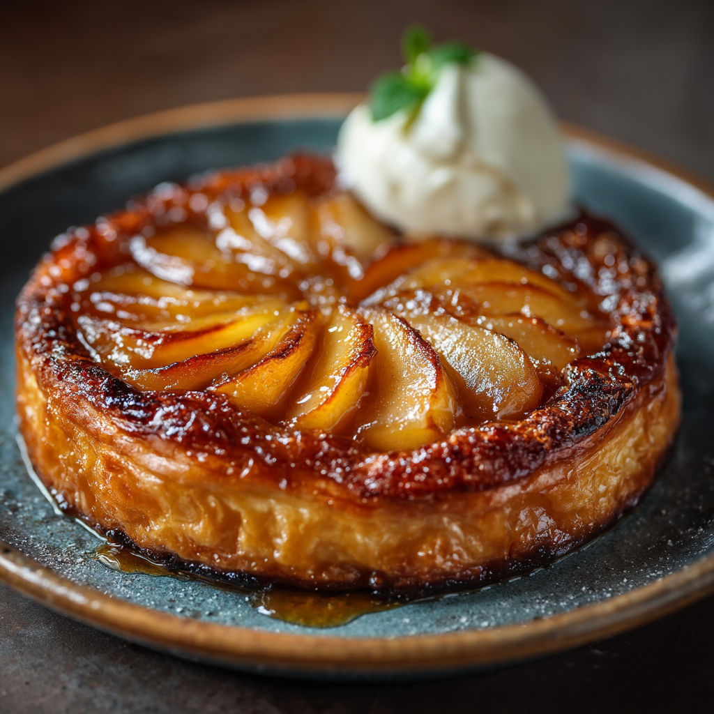 Une tarte aux pommes sur un plateau.