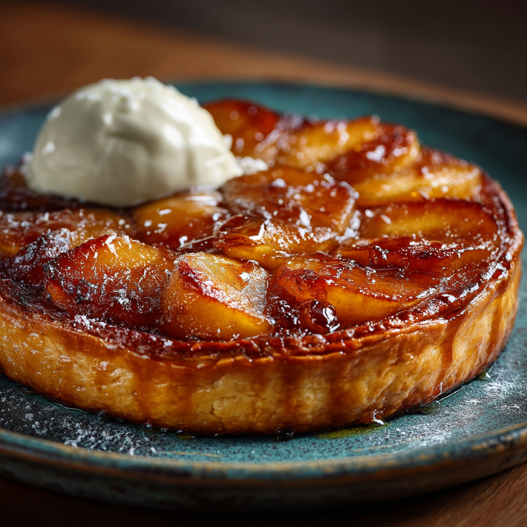 Une tarte aux pommes sur un plateau.