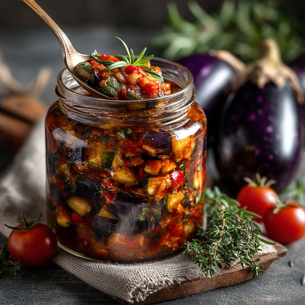 Une jarre contenant une sauce avec des tomates et des épinards.