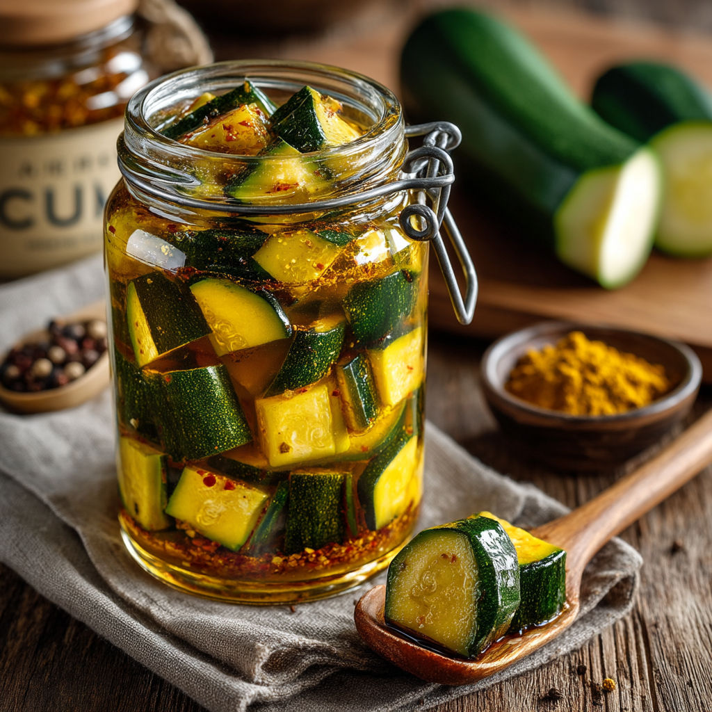 Une jarre contenant des aubergines et des poivrons.