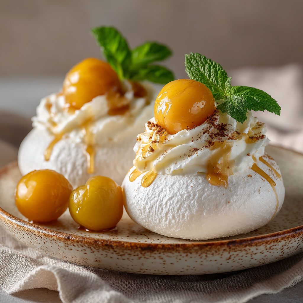 Desserts with fruit and cream.