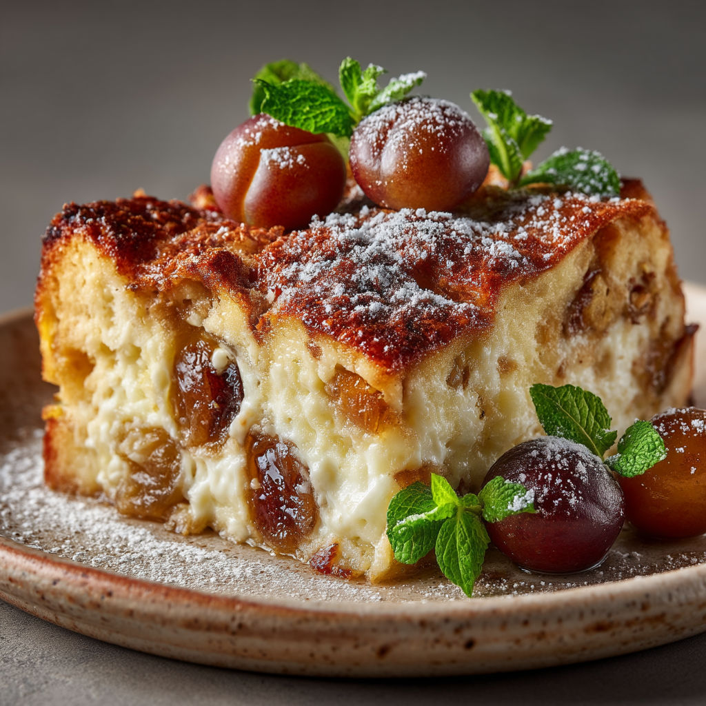 Une tarte aux fruits garnie de miel et de menthe.