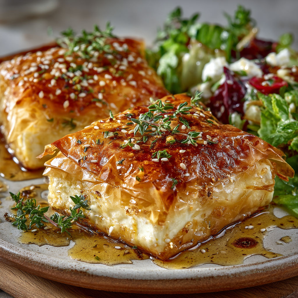 Feta rôtie croustillante.