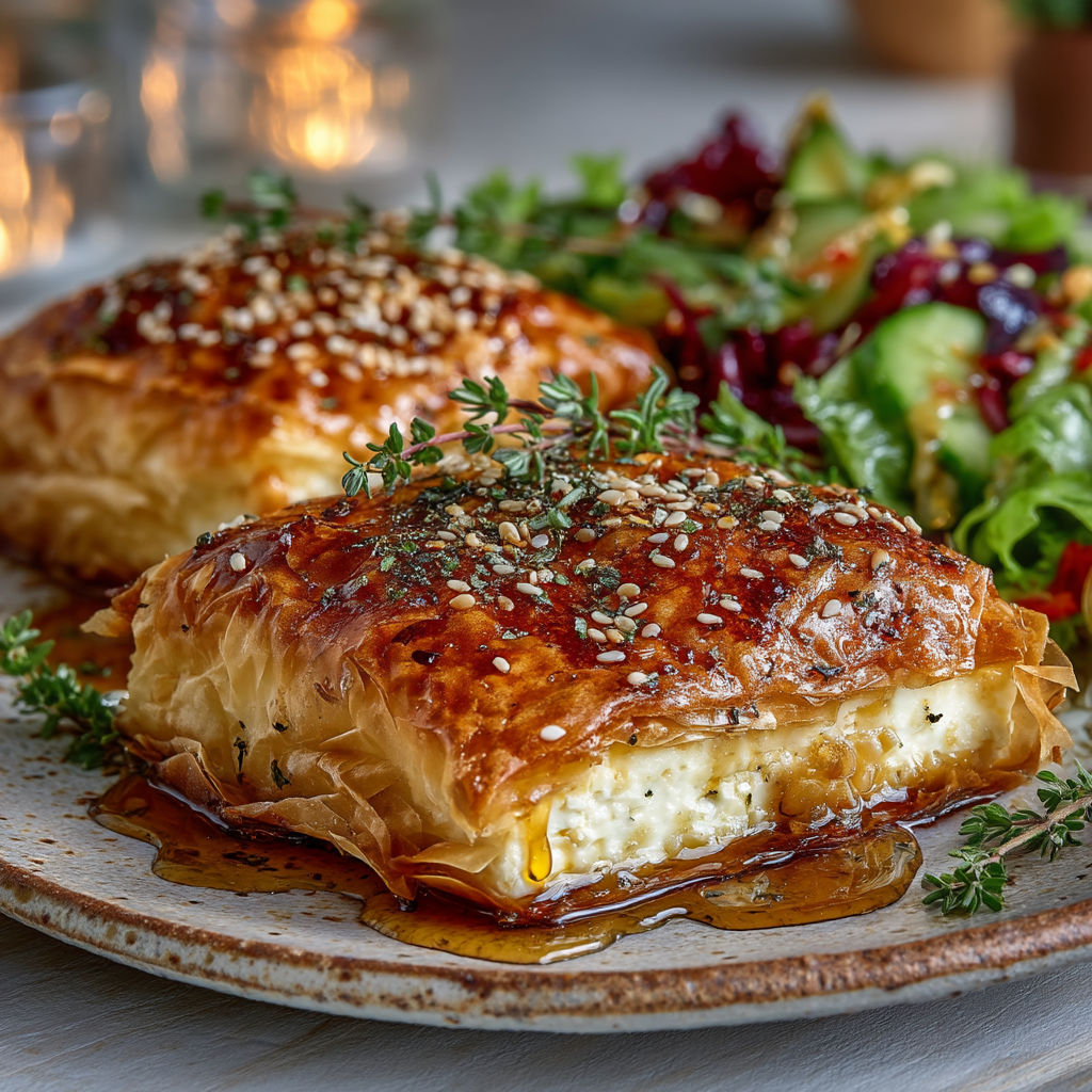 Une assiette de gâteaux et salade.