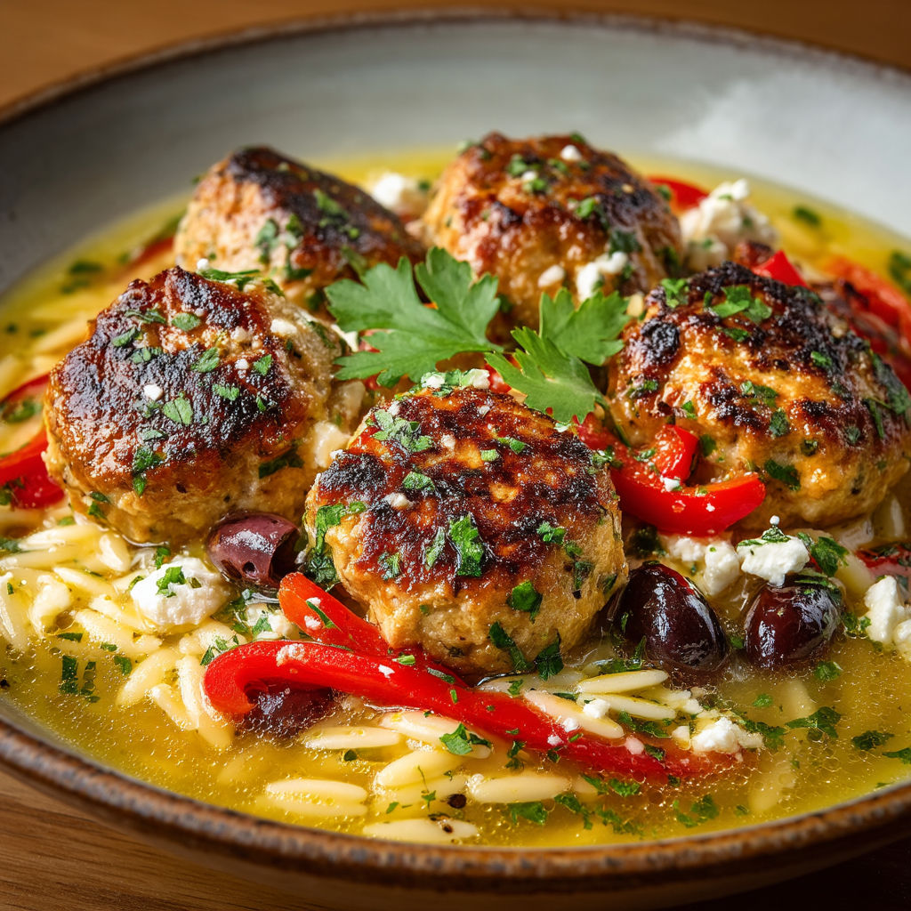 Plate of food with meatballs and vegetables.