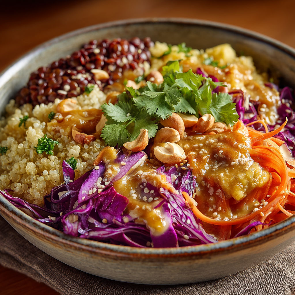 Une assiette de salade contenant des légumes et des noix.