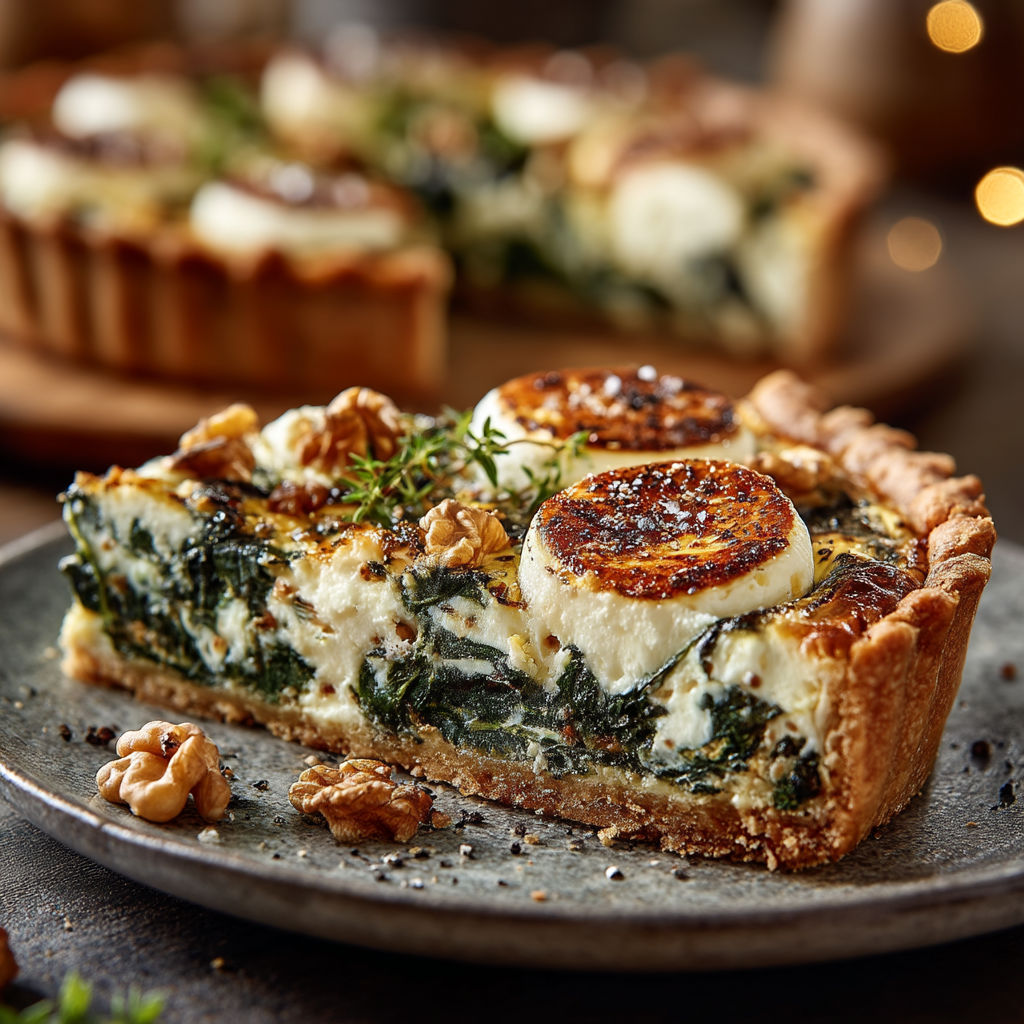 Une tarte aux pommes et aux épinards.