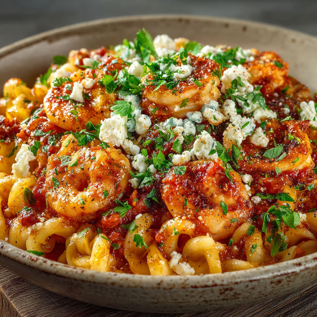 Une assiette de spaghetti avec des tomates et des herbes.