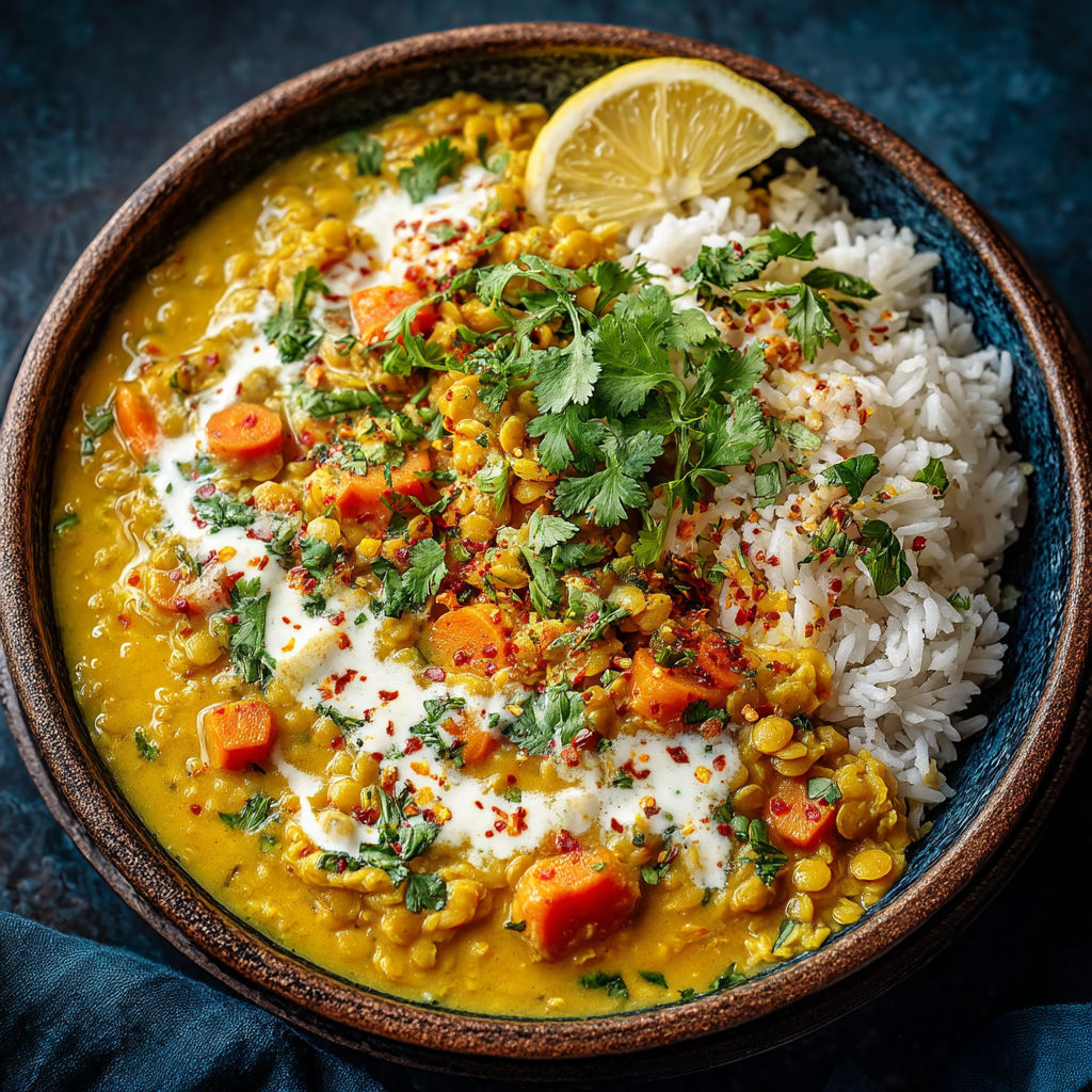 Une assiette de riz et de légumes.