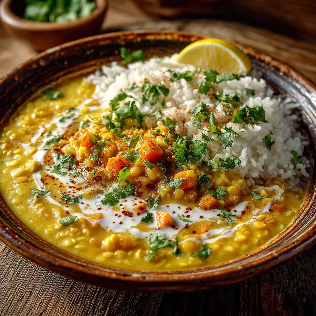 Une assiette de riz et de légumes.