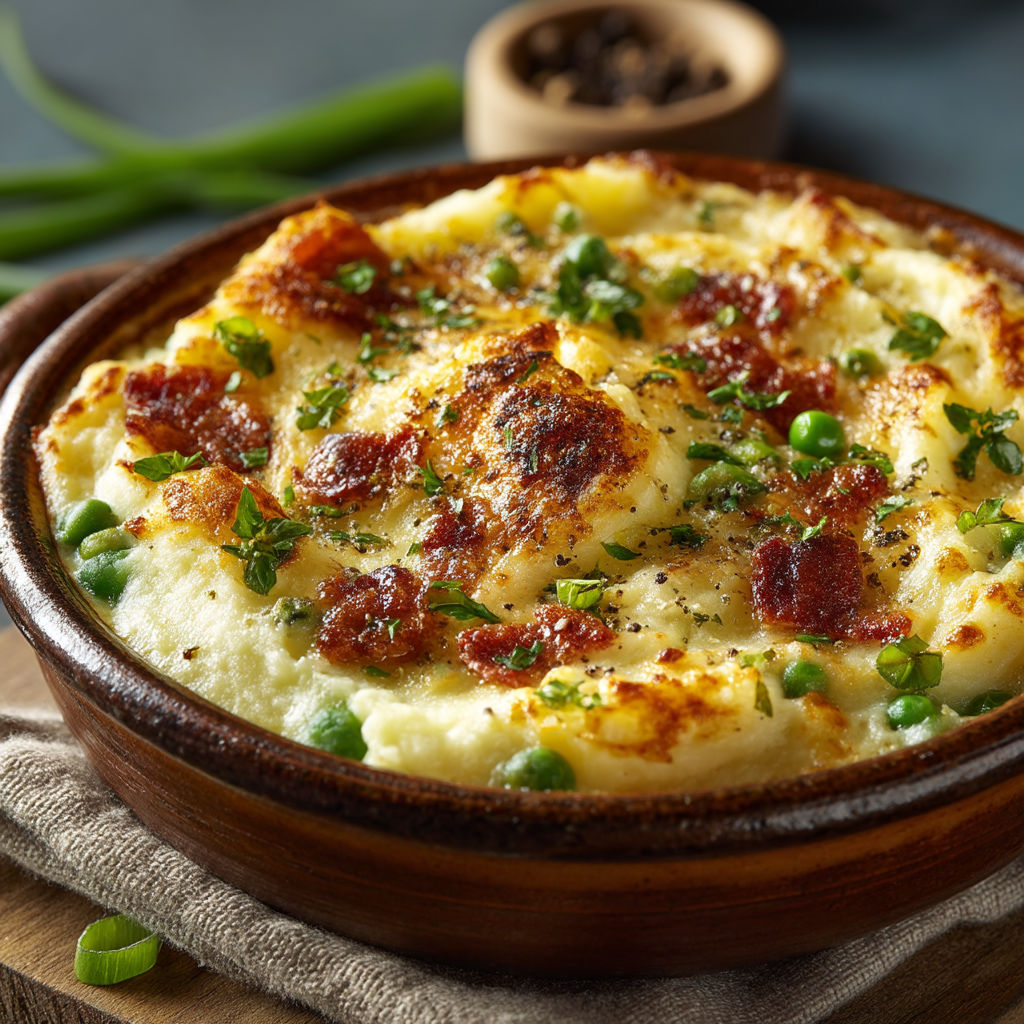 Une casserole de macaroni et de légumes verts.