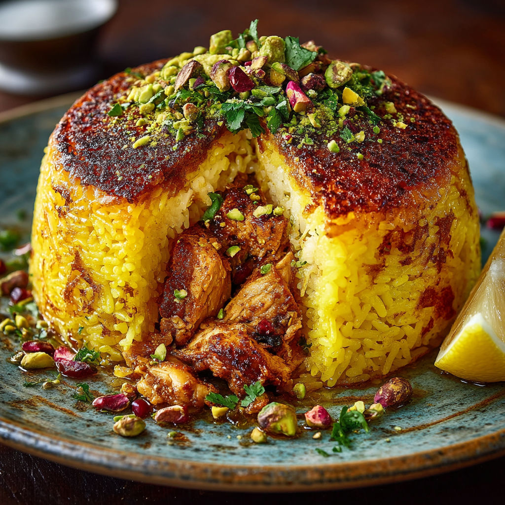Une tarte au citron et à la menthe, avec des herbes et des épices, est servie sur un plateau.