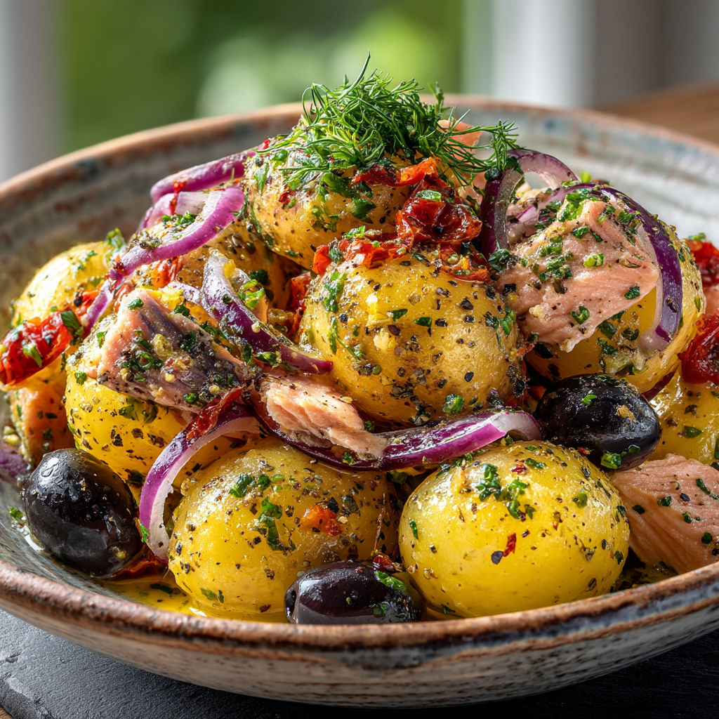 Salade de pommes de terre au hareng fumé.