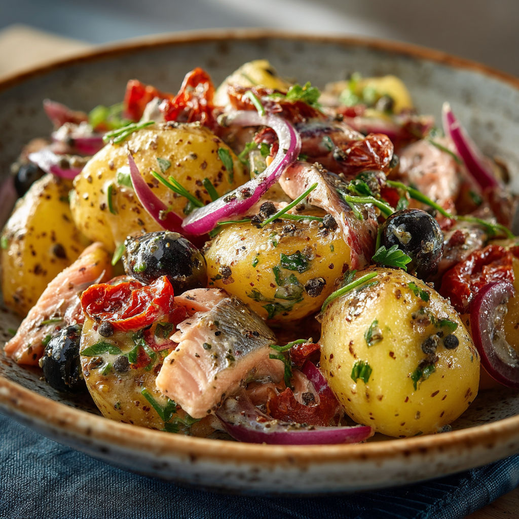 Une assiette de légumes et de viande avec des oignons et des aubergines.