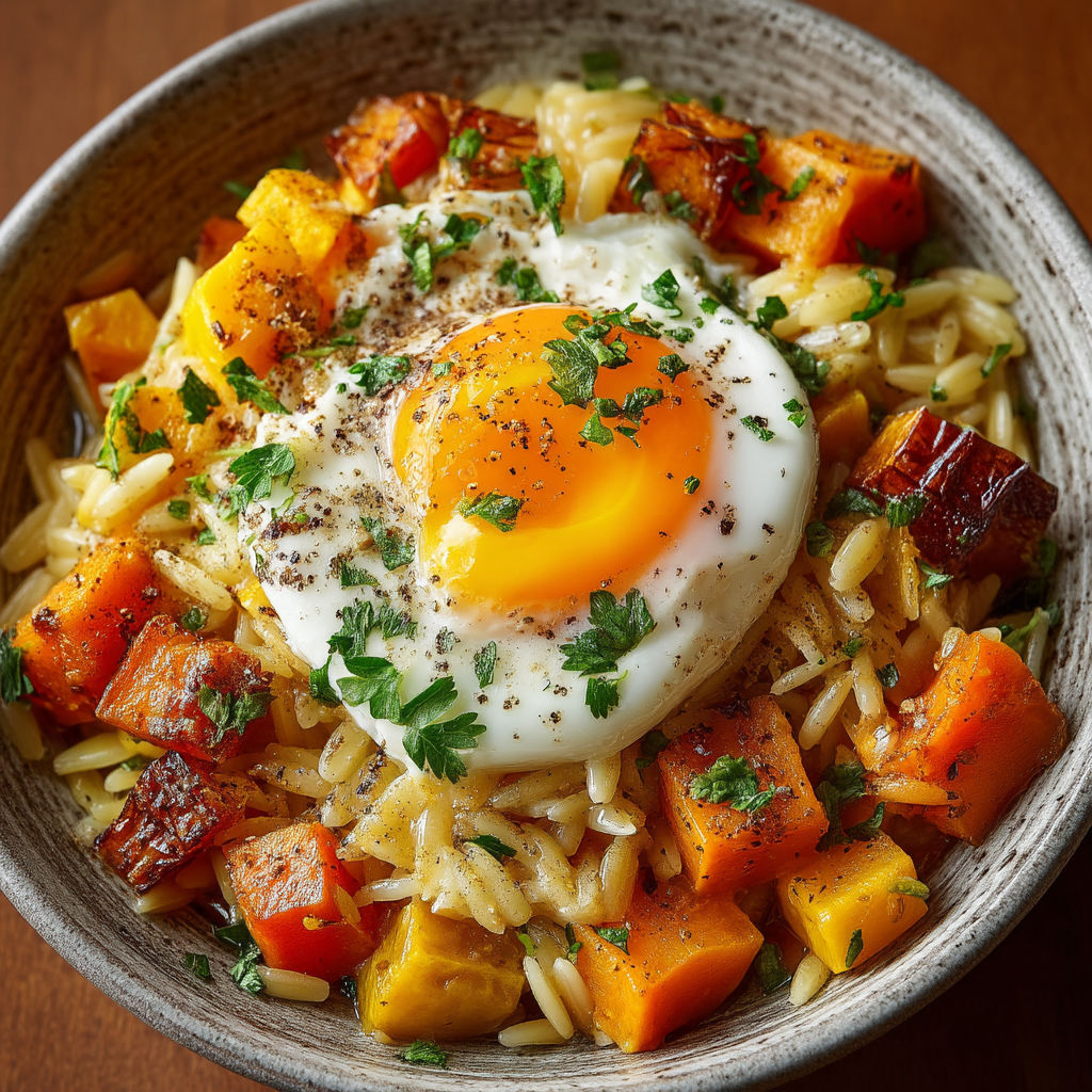 Une assiette de riz avec des légumes et une omelette.