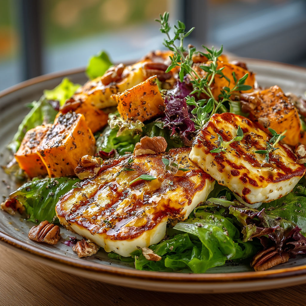 Une salade de laitue et de légumes, avec des carottes et des pignons.