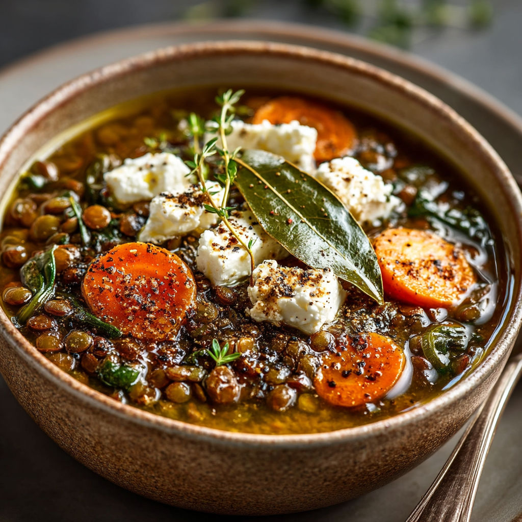 Soupe de lentilles à la grecque au Cookeo.