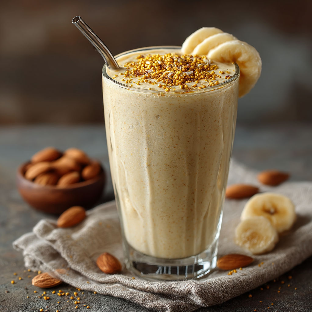 Un smoothie à la banane et au pollen.