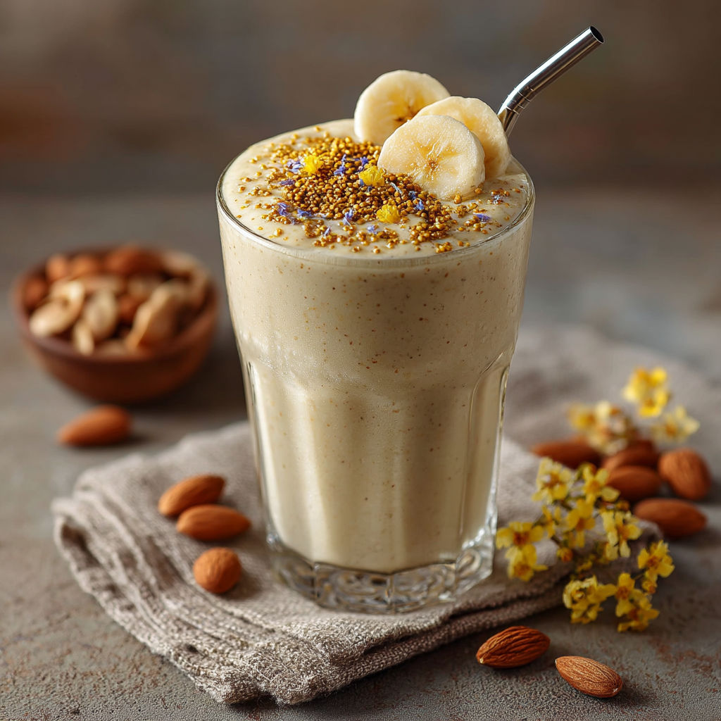 Smoothie à la banane et au pollen.