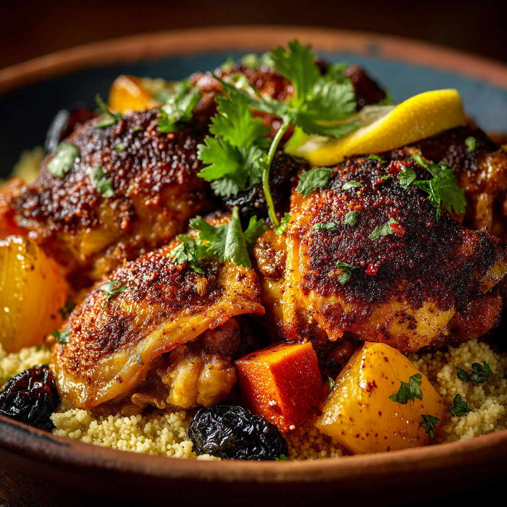 Une assiette de viande avec des légumes et des épices.