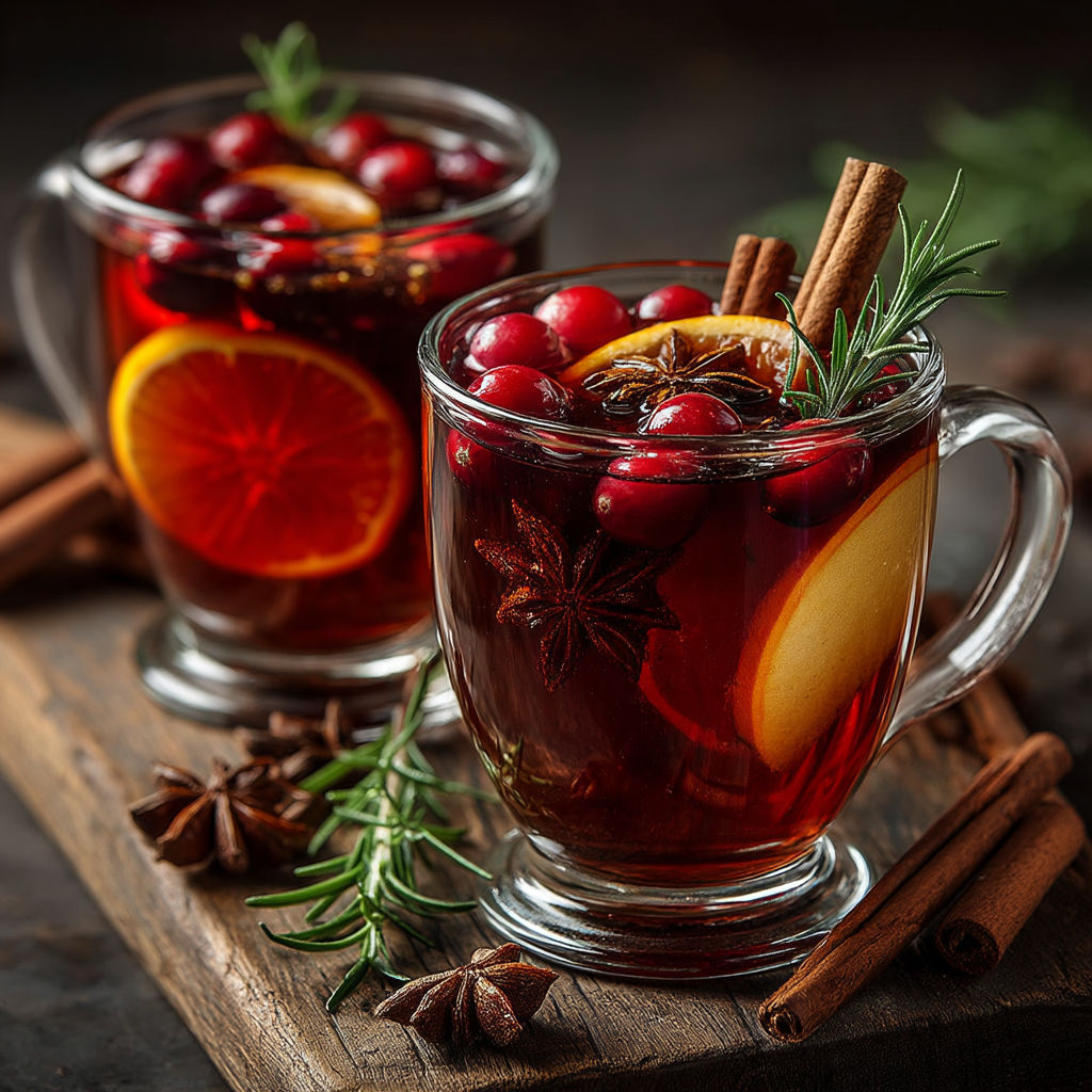 Deux verres de cidre chaud de Noël.