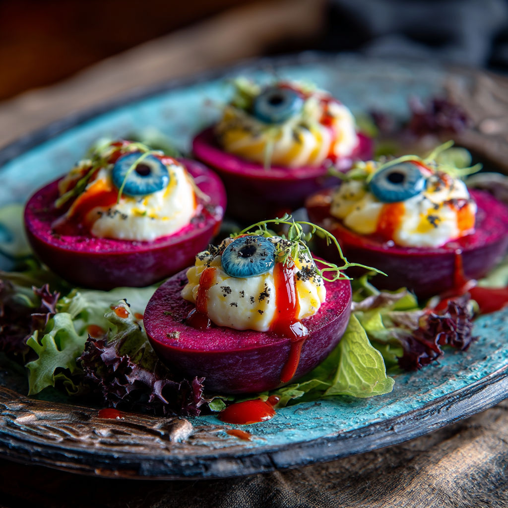 Y-oeufs mimosa à la betterave.