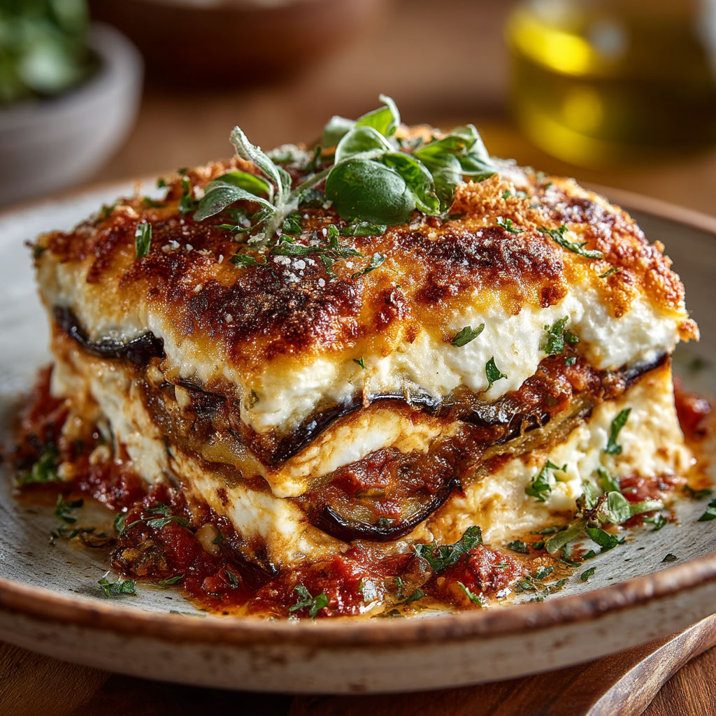 Gratin d'aubergines à la ricotta.