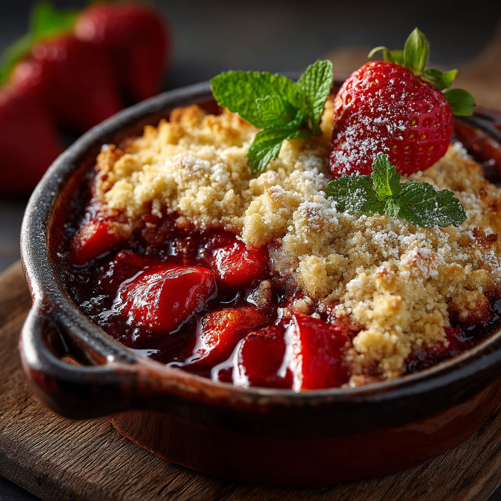 Une tarte aux fraises est servie dans un bol.