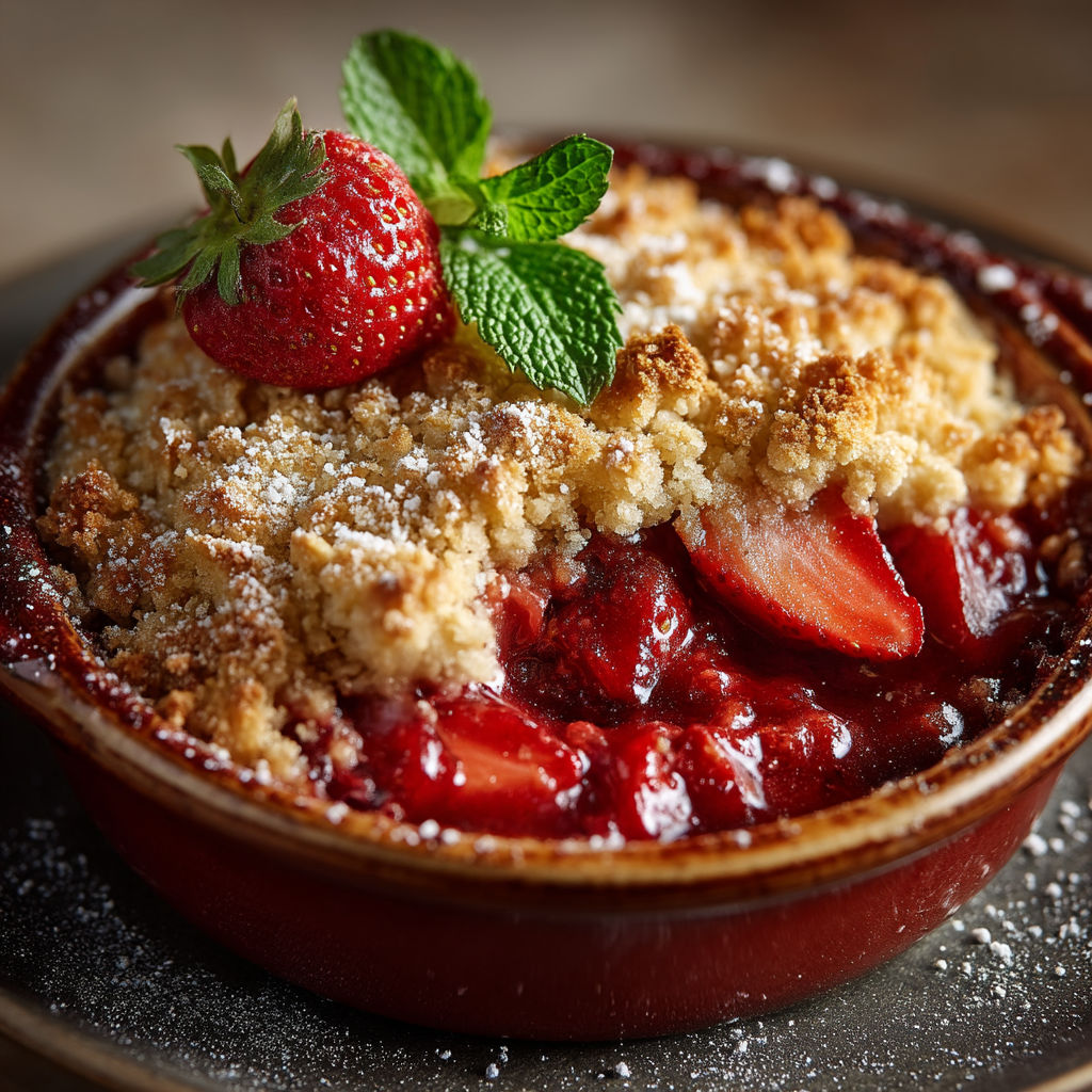 Une tarte aux fraises avec des herbes mélangées.