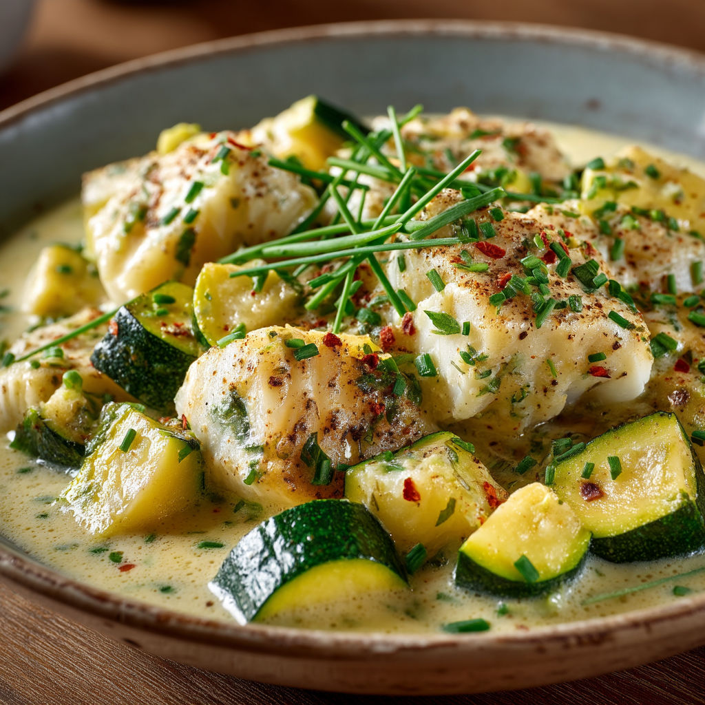 Plate of food with fish and vegetables.