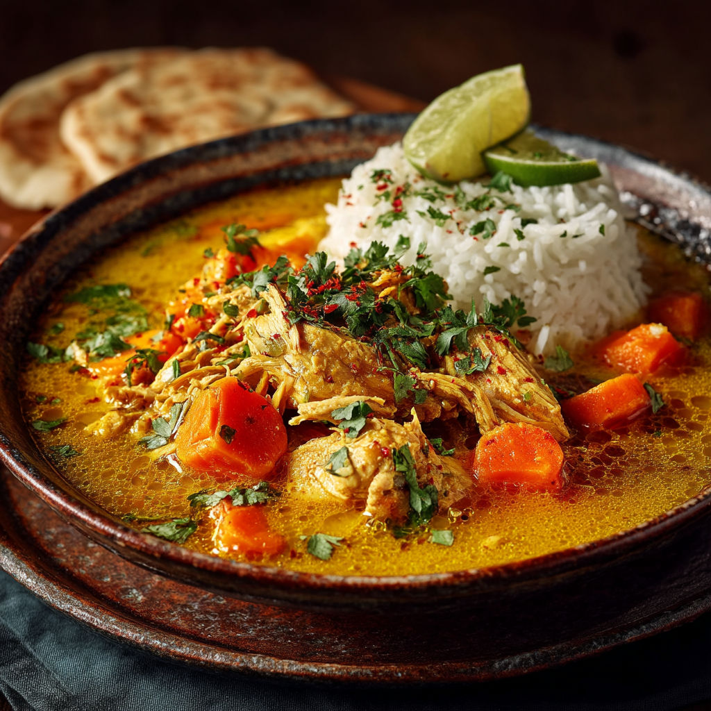 Un plat de soupe avec des légumes et des grains de riz.