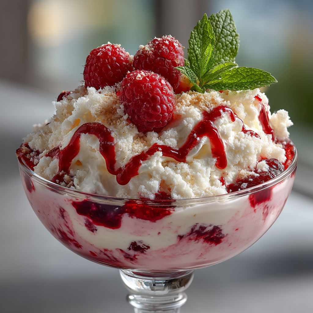 Un dessert en verre contenant des fraises et des crustacés.